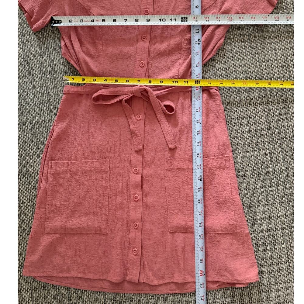 REFORMATION Peekaboo Sides/Back Gauzey Button Front Wrap Mini Dress Petal Pink M - Picture 6 of 6